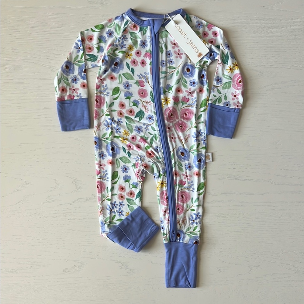 Toast + Jams spring Garden Floral Convertible Romper Coverall 12-18 months